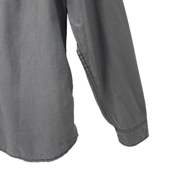 Carbon Slim Fit Button Front Shirt Mens XXL READ Tab Sleeve Snap Pockets Gray - Picture 13 of 16